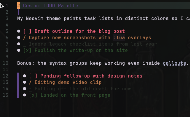 Markdown buffer highlighting