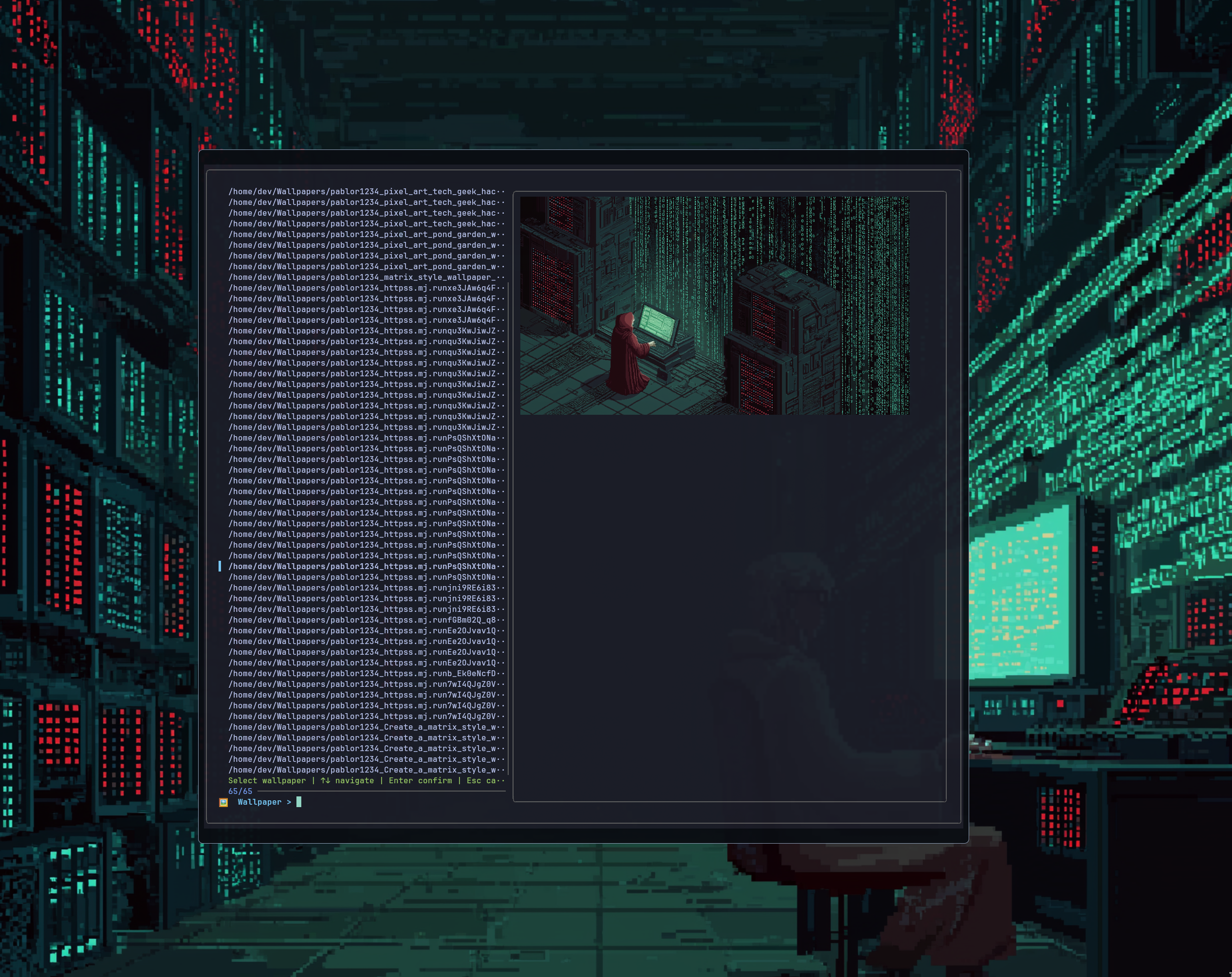 fzf wallpaper picker with matching desktop theme